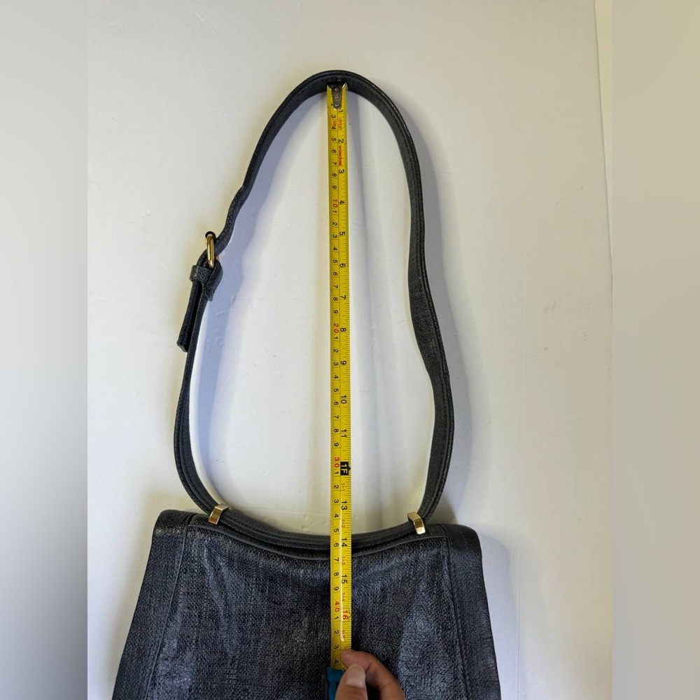 TORY BURCH Grey Leather Saddle Bag W/Trademark Gold Tone Lock - Picture 14 of 14